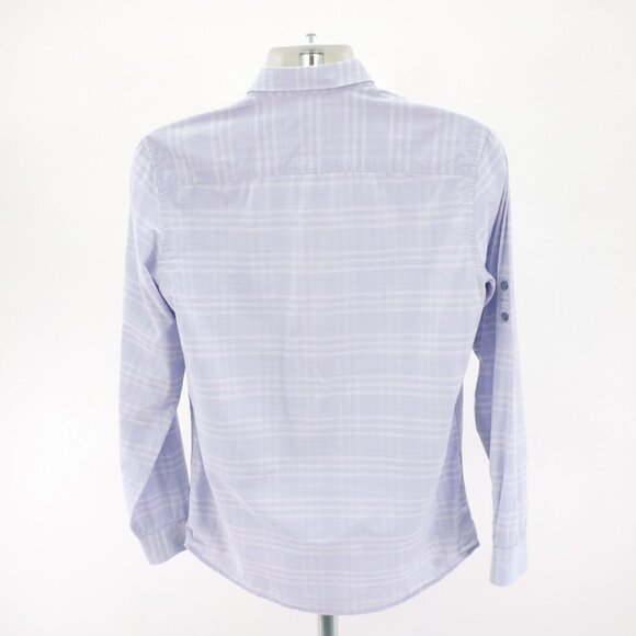 Calvin Klein Blue Plaid Double Pocket Front Button Down Medium Cotton Long Sleev - Picture 8 of 13